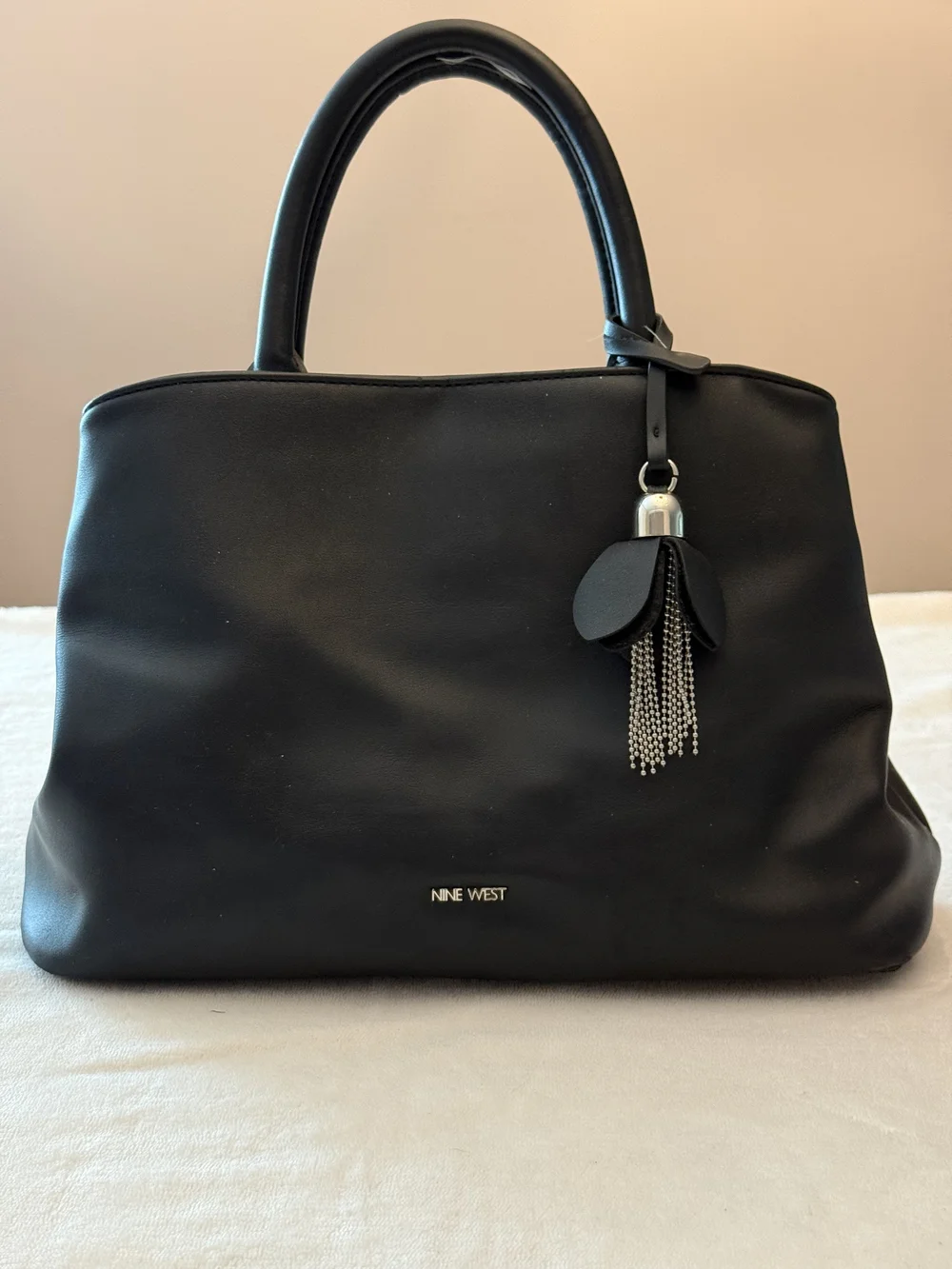 Nine West Black Satchel with Tassel Charm
